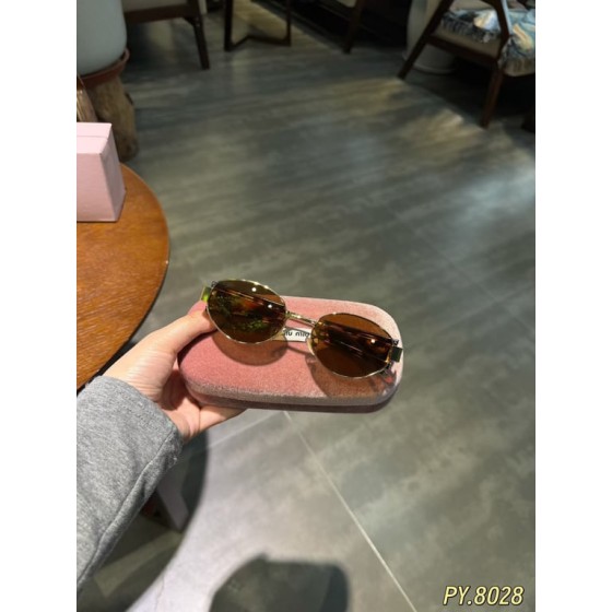 Miu Miu 8028 Gold Oval Sunglasses